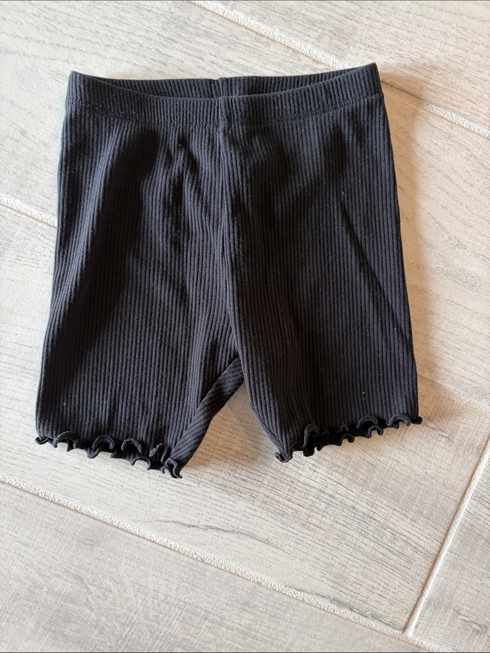 Old Navy Black Ribbed Shorts with Lettuce Hem